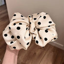 Polka Dot Satin Hair Clip with Spring Clamp – Vintage-Inspired Korean Style Hair Accessory