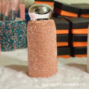 Close-up of champagne-colored tumbler highlighting precision crystal placement