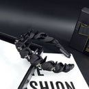 Side angle of black satin headband showing textured grip interior and smooth exterior