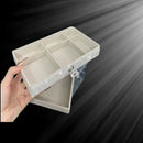 Close-up of crystal embellishments along the upper edge of the jewelry box