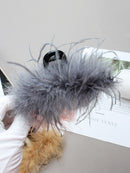 Close-up of mink fur accent against black feather gradient