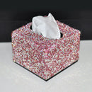 Tissue box holder styled on minimalist dining table with linen napkins