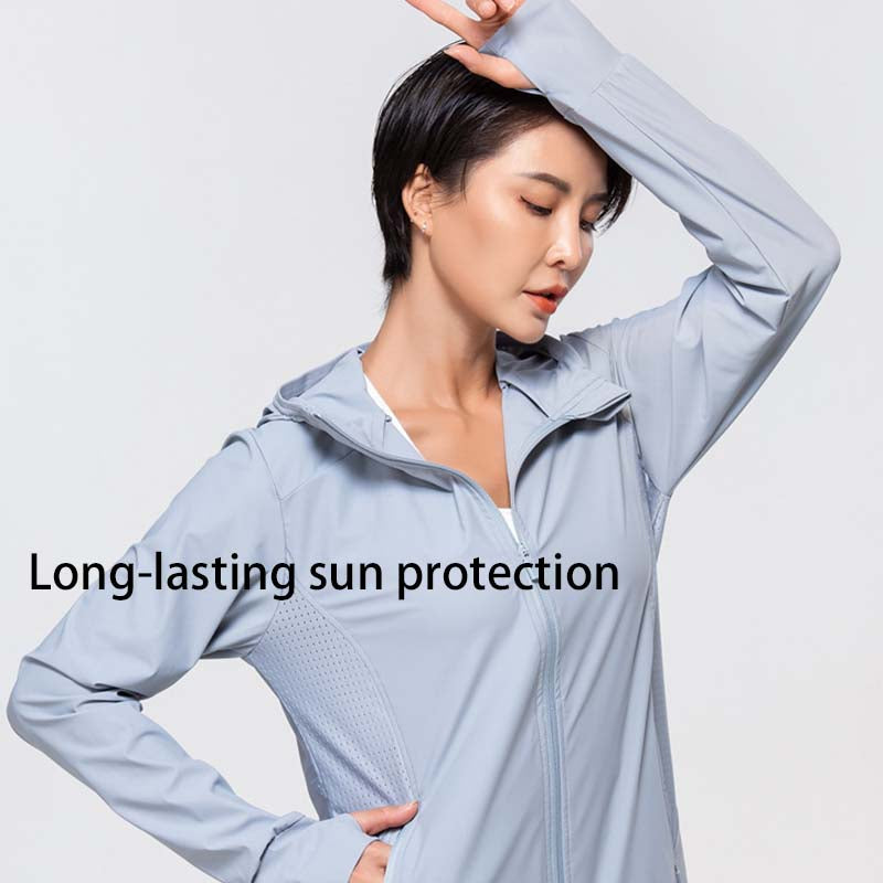 UPF 50+ UV Sun Protection Women's Clothing Zip Up  with Pocket Hoodie Long Sleeve Fishing Running Hiking Jacket Outdoor