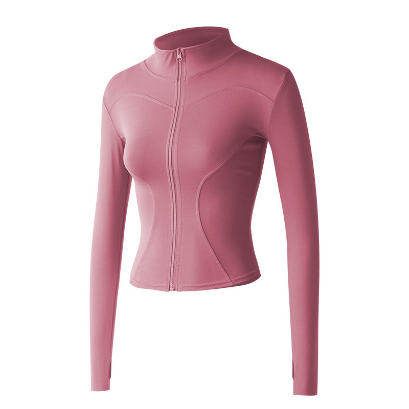 Women's Zip Up Lightweight Workout Athletic Crop Jacket Running Sports Yoga Cropped Top Seamless Fitted