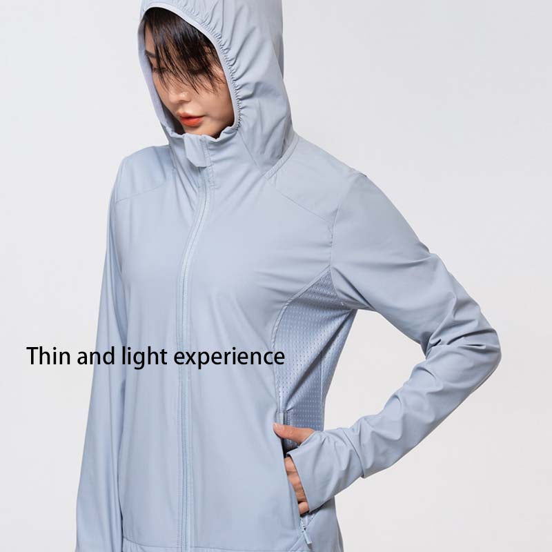 UPF 50+ UV Sun Protection Women's Clothing Zip Up  with Pocket Hoodie Long Sleeve Fishing Running Hiking Jacket Outdoor