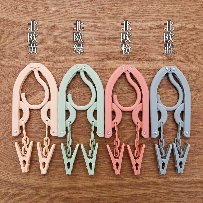 Portable Folding Clothes Hanger with Clip 4Pcs