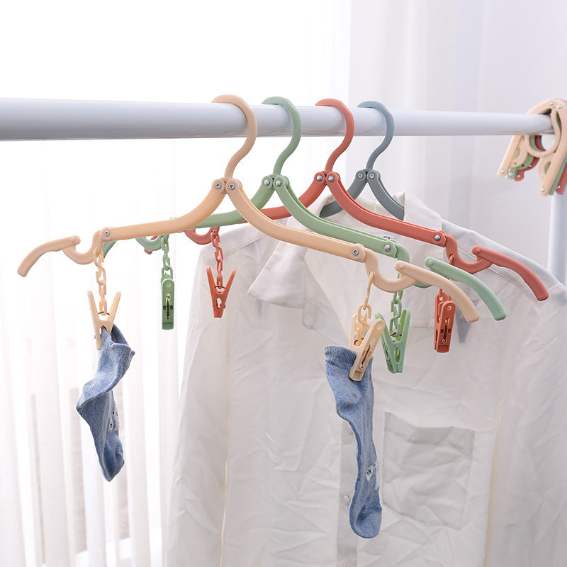 Portable Folding Clothes Hanger with Clip 4Pcs