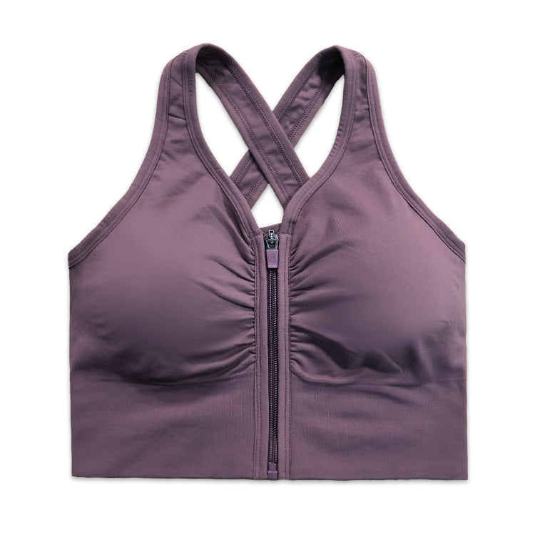 Front Zipper Sports Underwear Women Shockproof Gathered Running Fitness Bra Yoga Vest Wear Bra