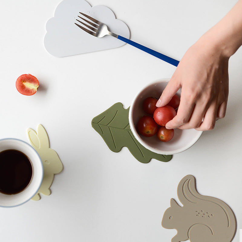 Cute Silicone Coaster Cartoon Children Nordic Baby Washable Cup Mat Insulation