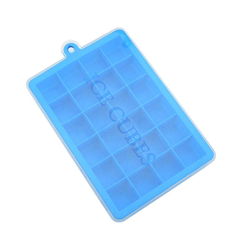 Food Grade 24-Hole Silicone Ice Tray with Lid Square Ice Box Complementary Food Puree, Cheese, Jelly Mold