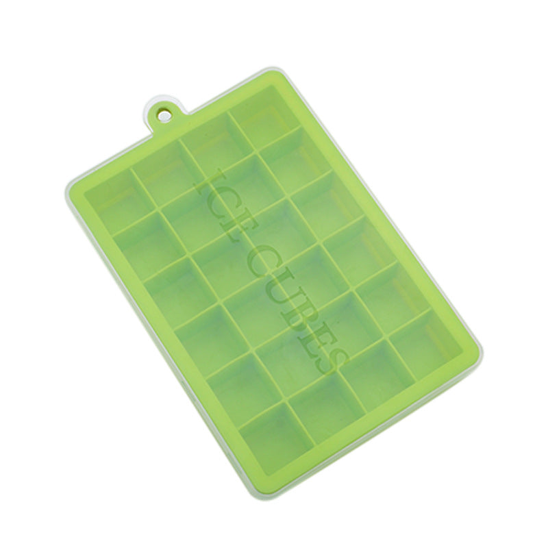 Food Grade 24-Hole Silicone Ice Tray with Lid Square Ice Box Complementary Food Puree, Cheese, Jelly Mold