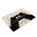 Black cat printed cotton and linen western placemat