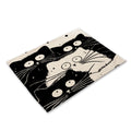 Black cat printed cotton and linen western placemat