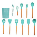 Non-Stick 11 Pcs Silicone Cooking Utensils Set with Wooden Handle