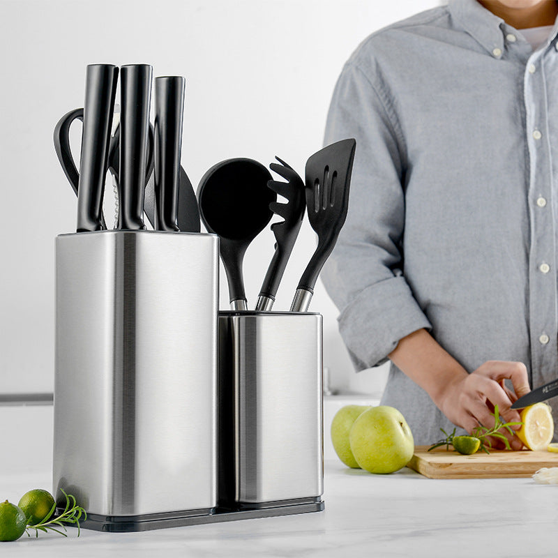 Block Set Stainless Steel Knife Holder Free Insert Knife Holder Kitchen Utensils Knife Holder Storage Bucket