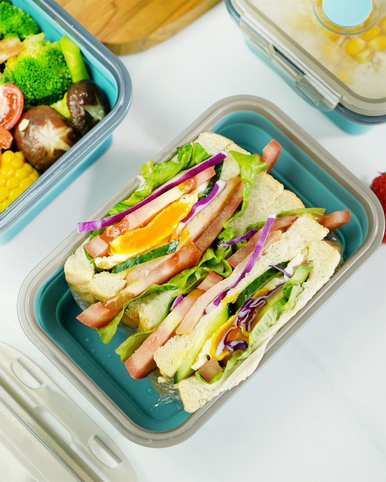 Portable Foldable Silicone Lunch Box 4 Pcs