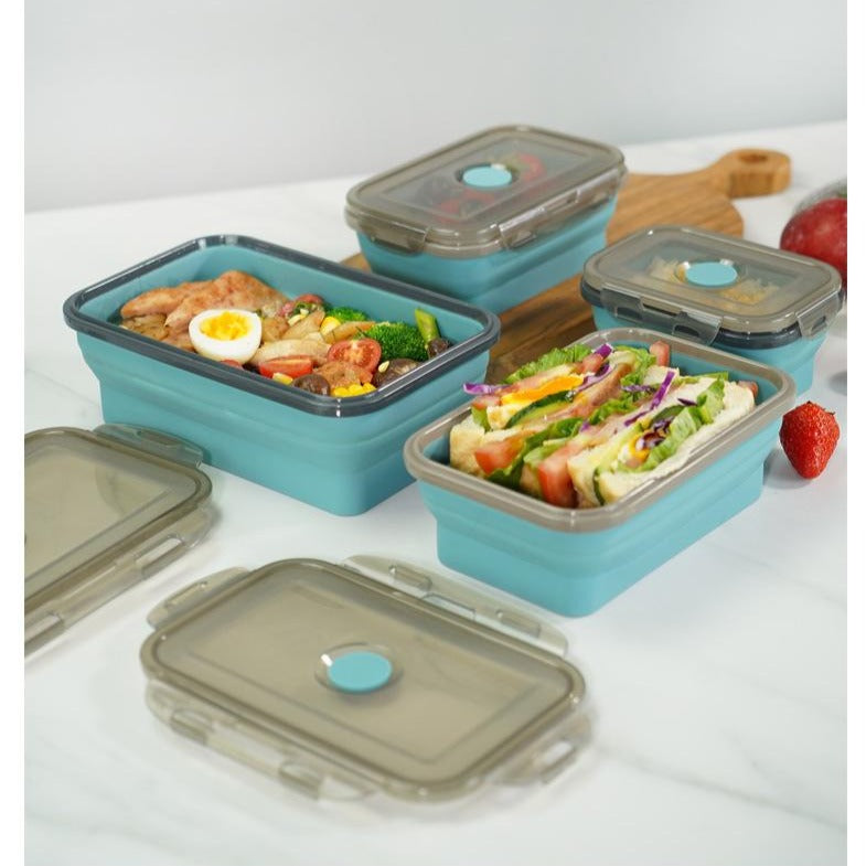 Portable Foldable Silicone Lunch Box 4 Pcs