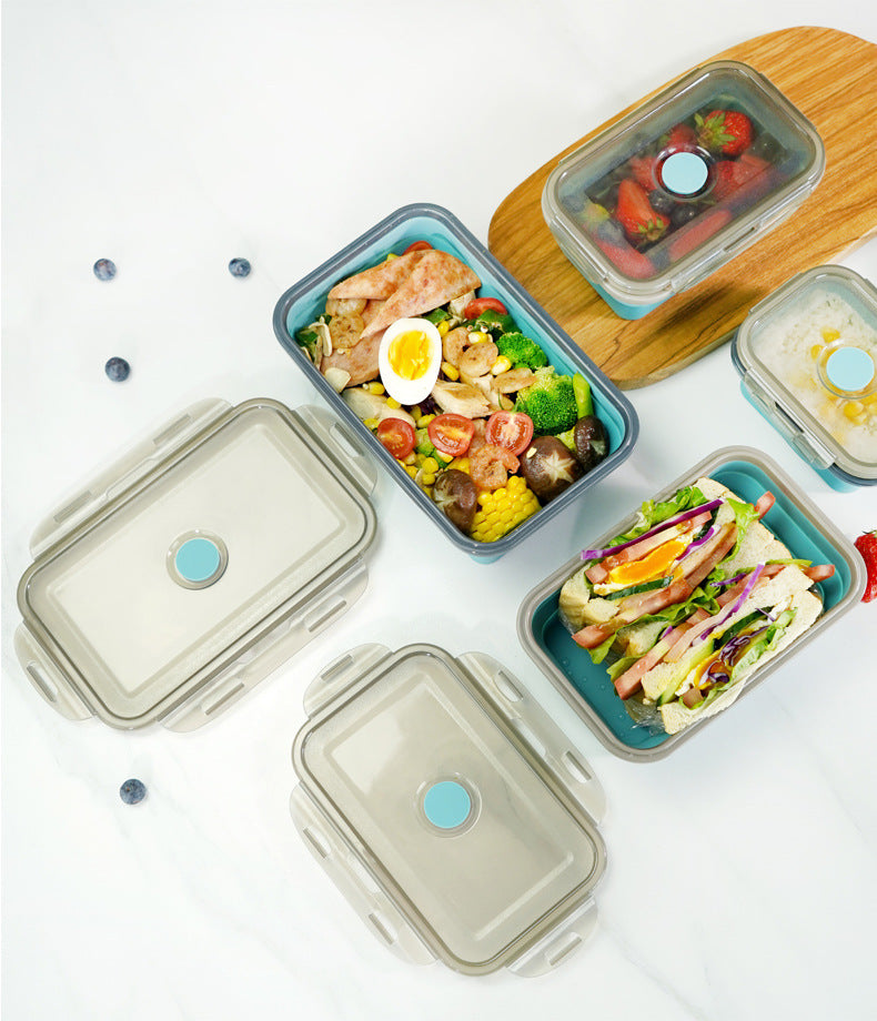 Portable Foldable Silicone Lunch Box 4 Pcs