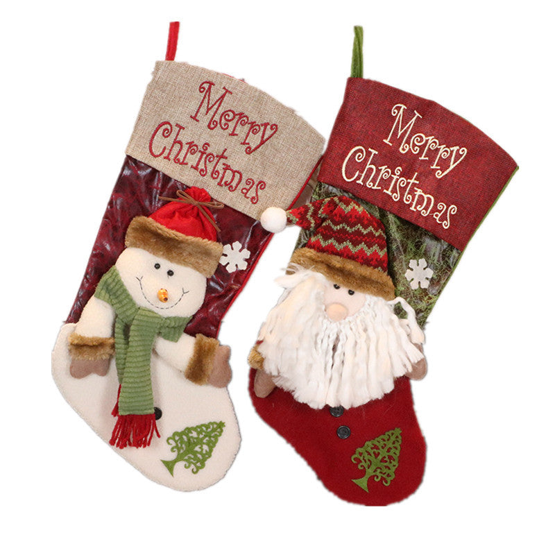 Christmas Stockings Gift Bag Large Candy Socks Pendant Santa Claus Decoration