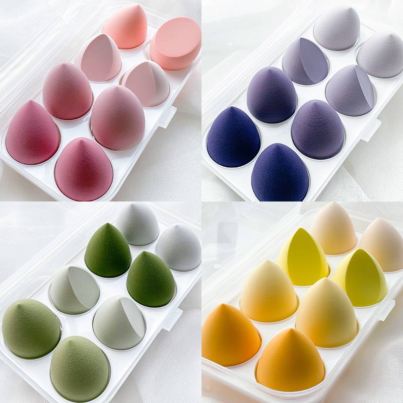 Water-drop Makeup Sponge 8pack & 1pc Storage Box