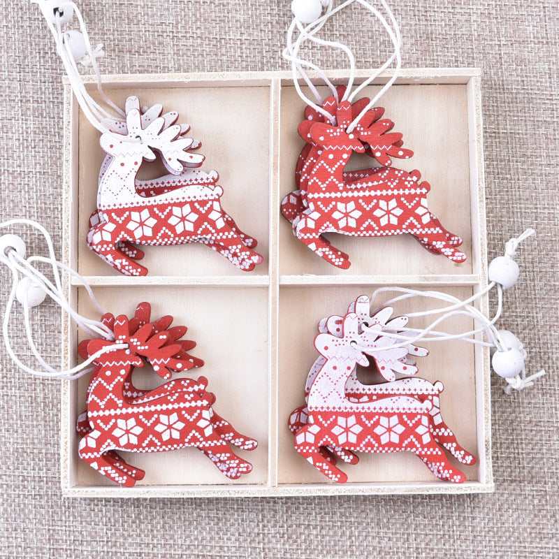 Christmas Decorations Creative Wooden Pendants DIY Mini Christmas Tree Boxed Elk Ornaments