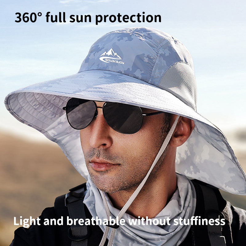 Summer sunshade fisherman hat outdoor mountaineering fishing sunscreen hat neck guard big brim men's hat