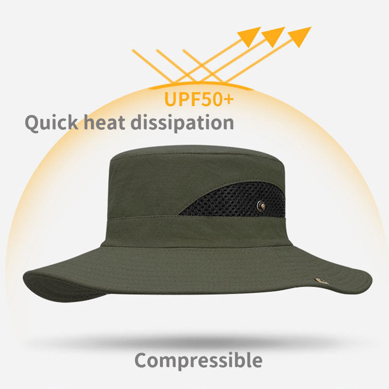 Summer outdoor men's hat sunscreen UV breathable fisherman hat fishing shade hiking cap