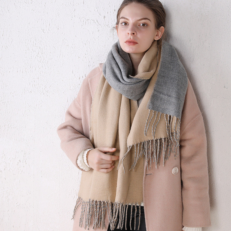 Cashmere-like Solid Color Double-sided Scarf Shawl