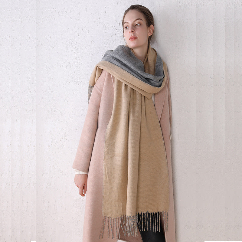 Cashmere-like Solid Color Double-sided Scarf Shawl