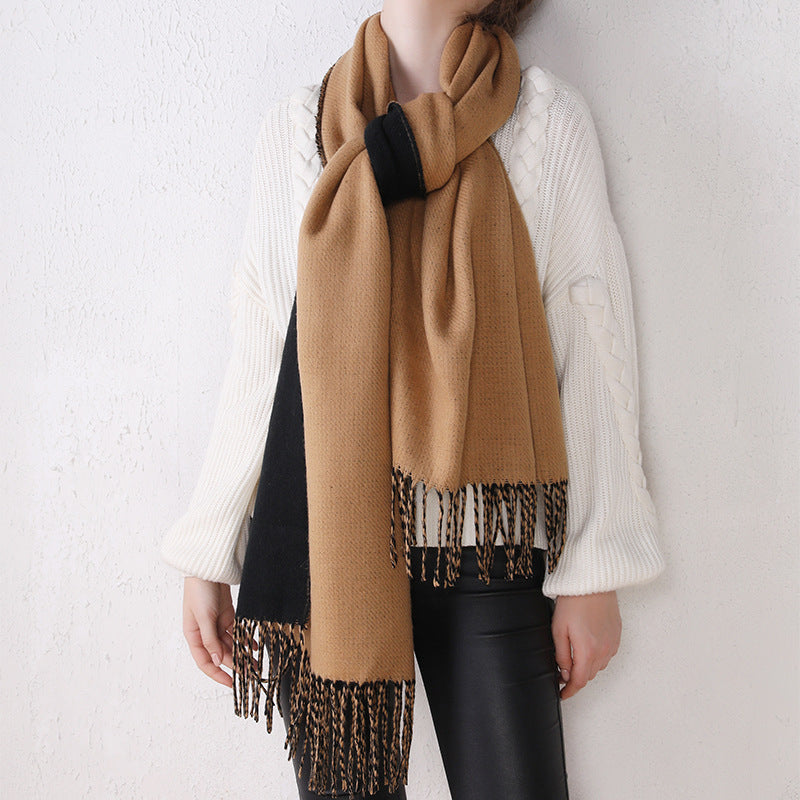 Cashmere-like Solid Color Double-sided Scarf Shawl