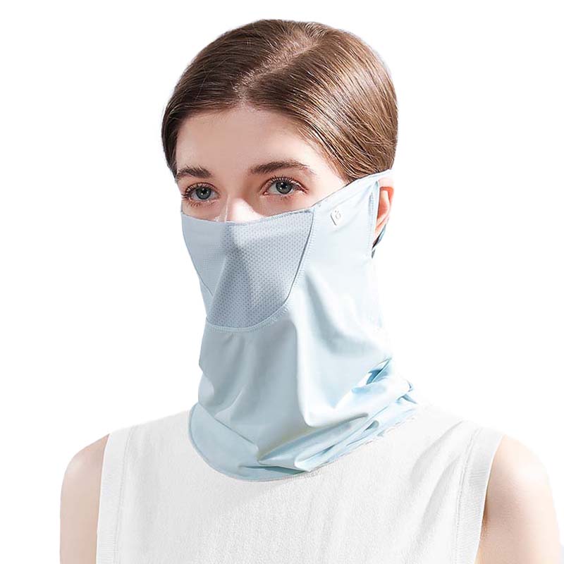 UPF50+ Summer Ice Silk Sunscreen Mask Sun Protection UV Protection Quick Dry Neck Cover Cold Face Protection Neck Hanging Ear Bandana for Women