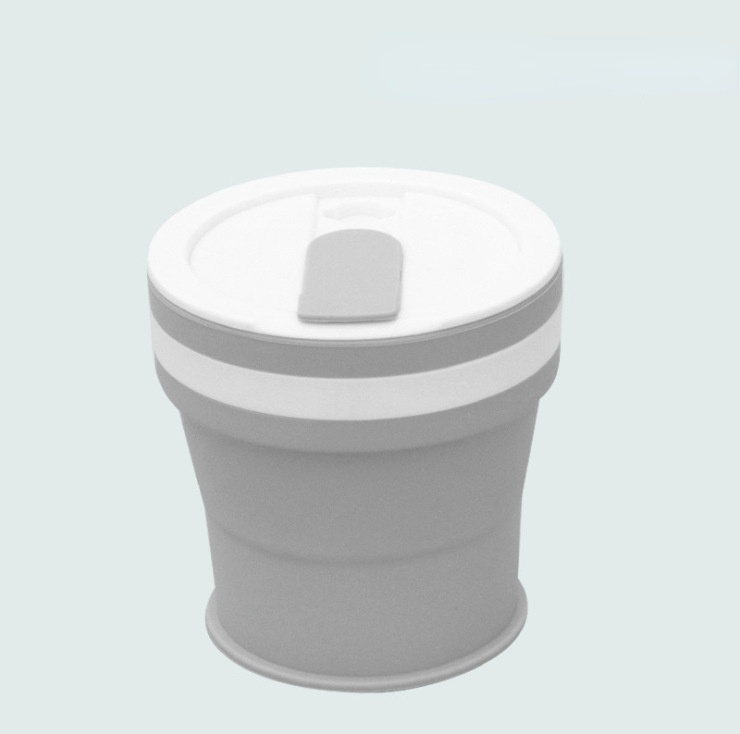 Silicone Folding Camping Cup with Lids Silicone Collapsible Travel Cup