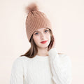 Women Knit Slouchy Hat with Faux Fur Pompom Winter Soft Warm Ski Cap