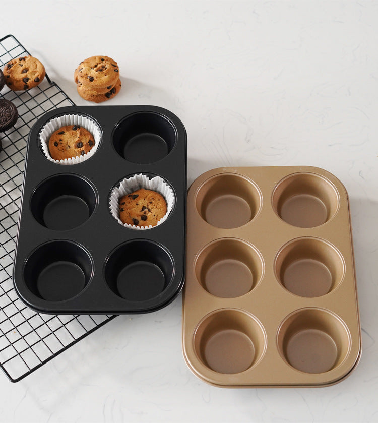 Muffin Cake Pan, 6-Cavity Non-Stick Cupcake Pan Bakeware for Oven Baking