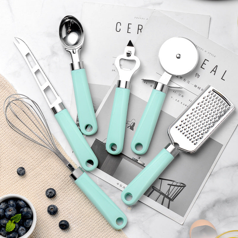 Stainless Steel Kitchen Gadget Set PIZZA Cutter, Cheese, Melon, Ice Cream Spoon 9-piece Set