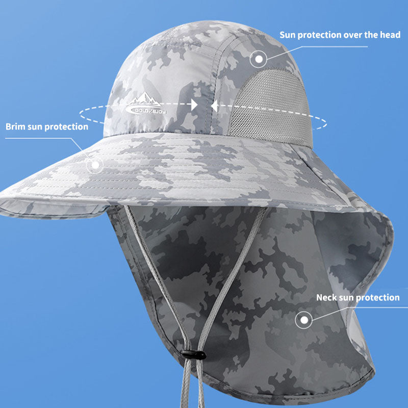 Summer sunshade fisherman hat outdoor mountaineering fishing sunscreen hat neck guard big brim men's hat