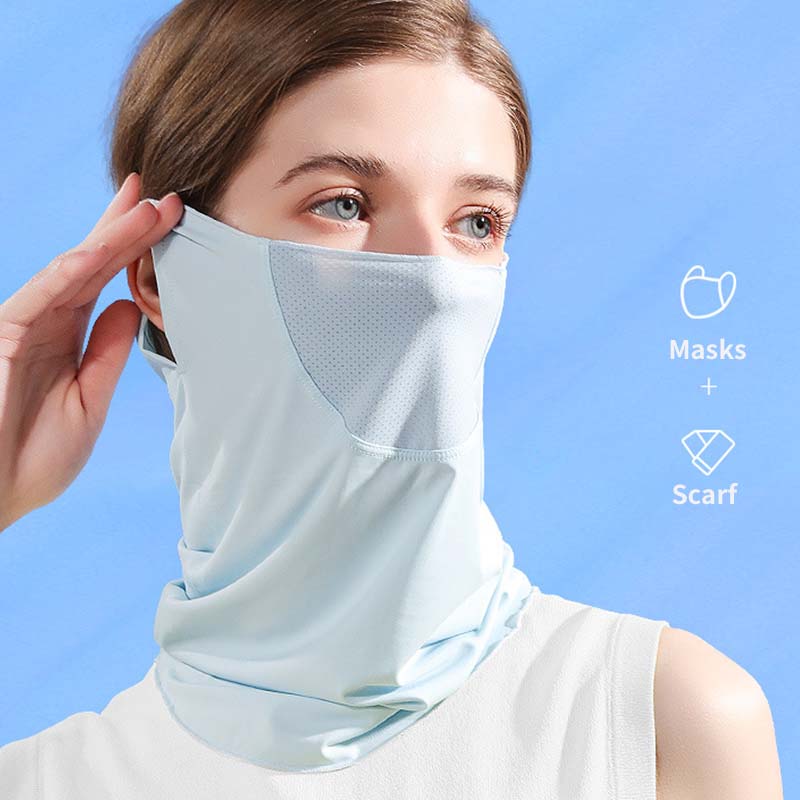 UPF50+ Summer Ice Silk Sunscreen Mask Sun Protection UV Protection Quick Dry Neck Cover Cold Face Protection Neck Hanging Ear Bandana for Women