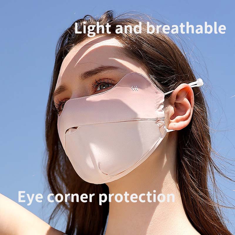 Summer ice silk sunscreen face mask full face lady's sun shade eye corner face shield UV protection mask