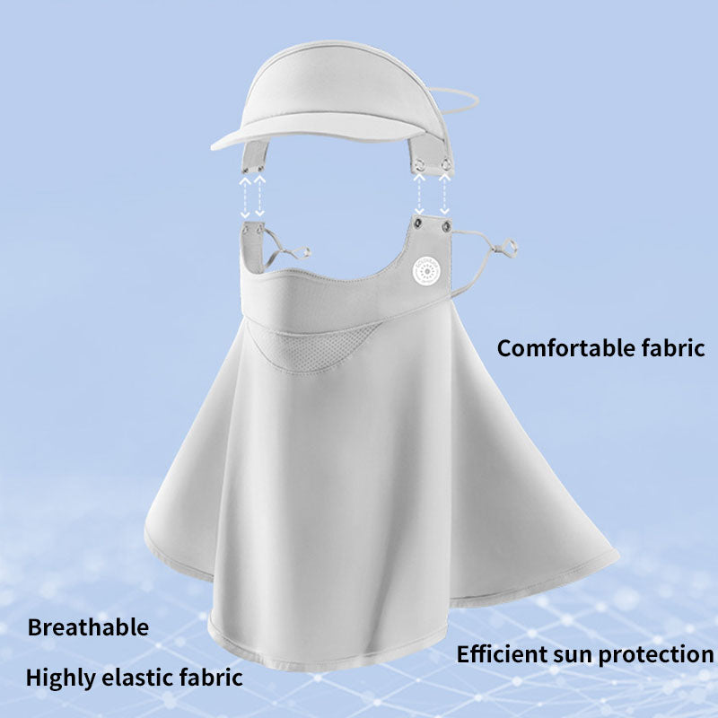 Summer Ice Silk Sunscreen Face Mask Full Face Female Frontal Neck UV Mask Removable Brim Face Kini