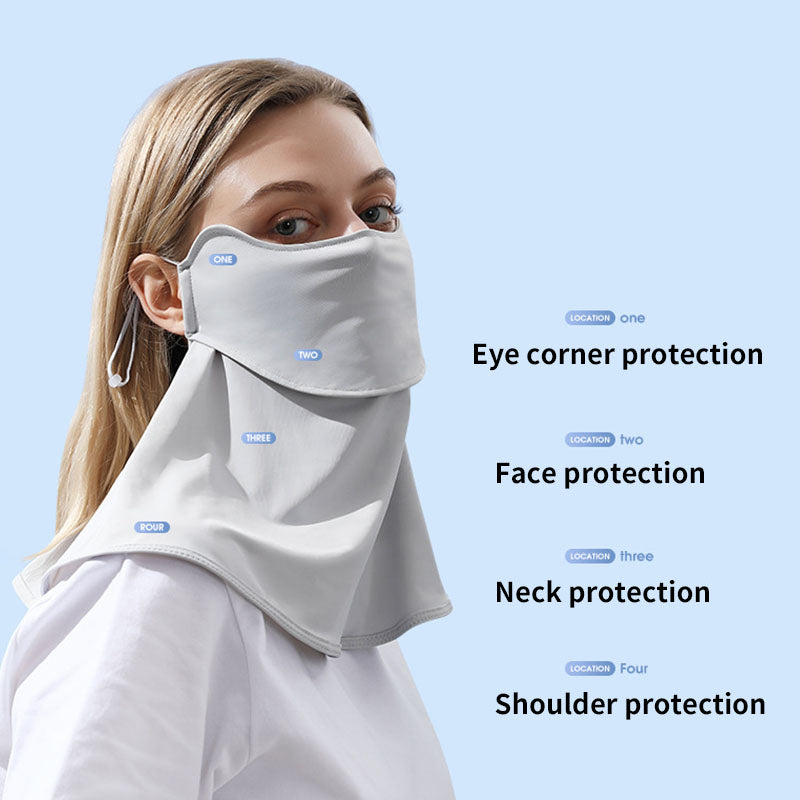 Women Sunscreen Mask with Adjustable Ear Loop Ice Silk Bandana Scarf Face Neck UV Protection for Summer