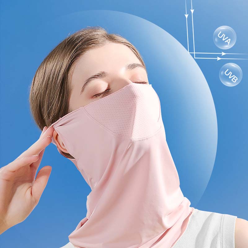 UPF50+ Summer Ice Silk Sunscreen Mask Sun Protection UV Protection Quick Dry Neck Cover Cold Face Protection Neck Hanging Ear Bandana for Women