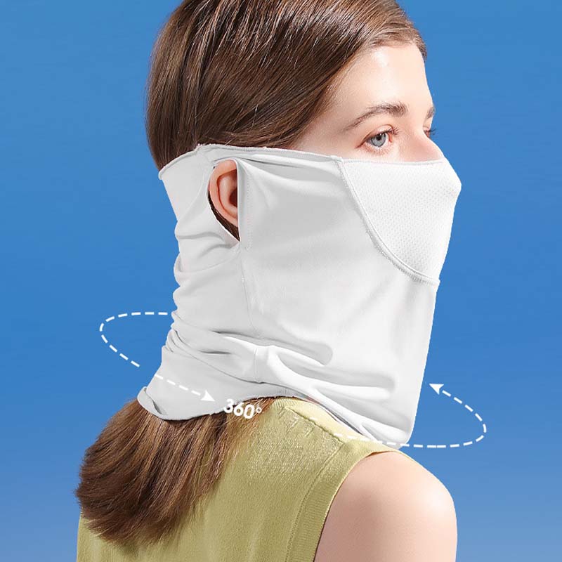 UPF50+ Summer Ice Silk Sunscreen Mask Sun Protection UV Protection Quick Dry Neck Cover Cold Face Protection Neck Hanging Ear Bandana for Women