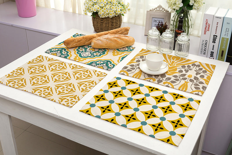 Printed cotton and linen western placemat