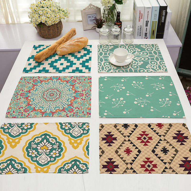 Printed cotton and linen western placemat