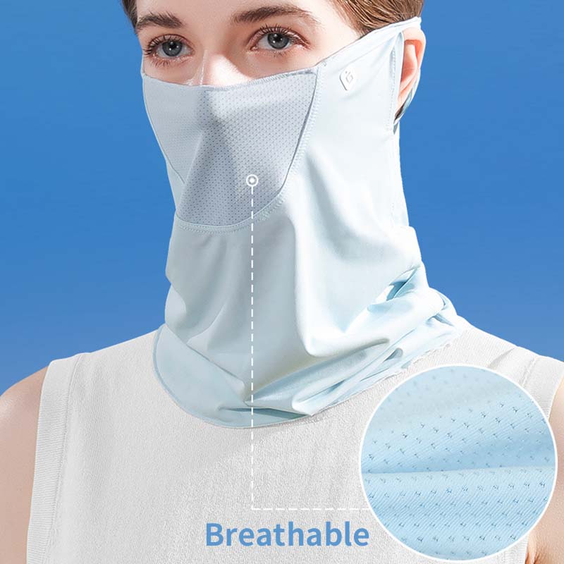 UPF50+ Summer Ice Silk Sunscreen Mask Sun Protection UV Protection Quick Dry Neck Cover Cold Face Protection Neck Hanging Ear Bandana for Women