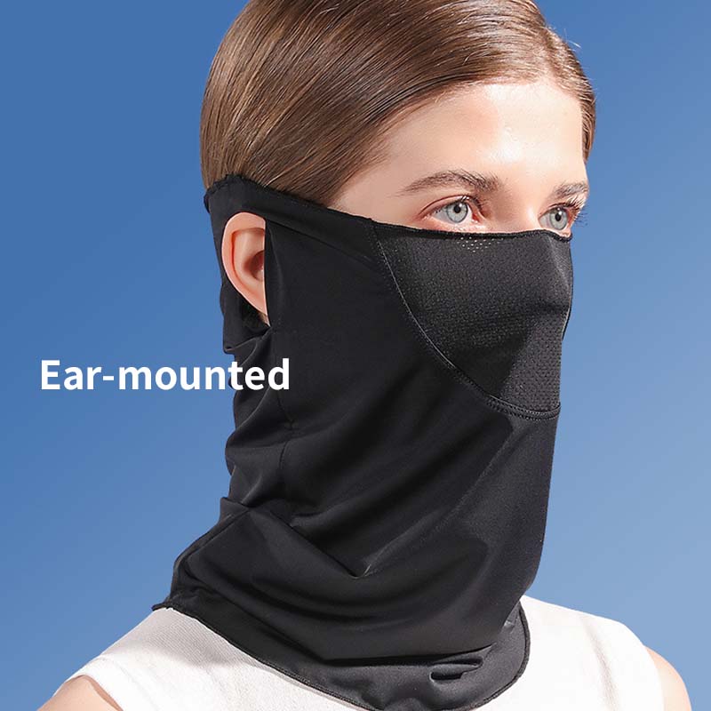 UPF50+ Summer Ice Silk Sunscreen Mask Sun Protection UV Protection Quick Dry Neck Cover Cold Face Protection Neck Hanging Ear Bandana for Women