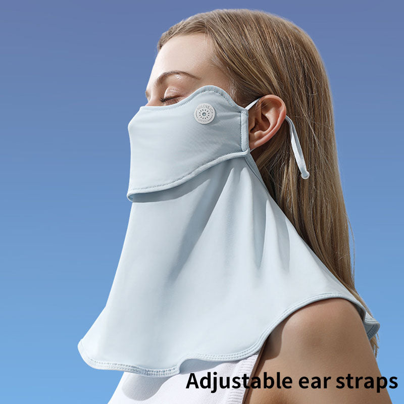 Women Sunscreen Mask with Adjustable Ear Loop Ice Silk Bandana Scarf Face Neck UV Protection for Summer