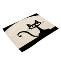 Black cat printed cotton and linen western placemat