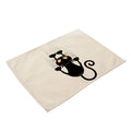 Black cat printed cotton and linen western placemat