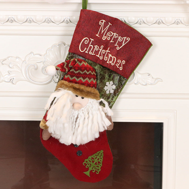 Christmas Stockings Gift Bag Large Candy Socks Pendant Santa Claus Decoration